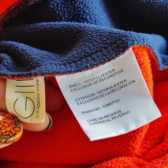 Denver Broncos Half-Zip Pullover Jacket S Orange & Navy NFL Fleece Polyester - Picture 4 of 10